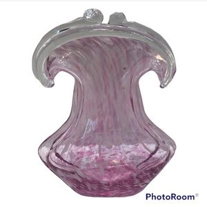 Vintage ART DECO Style Spatter Glass Pink Art Glass Vase